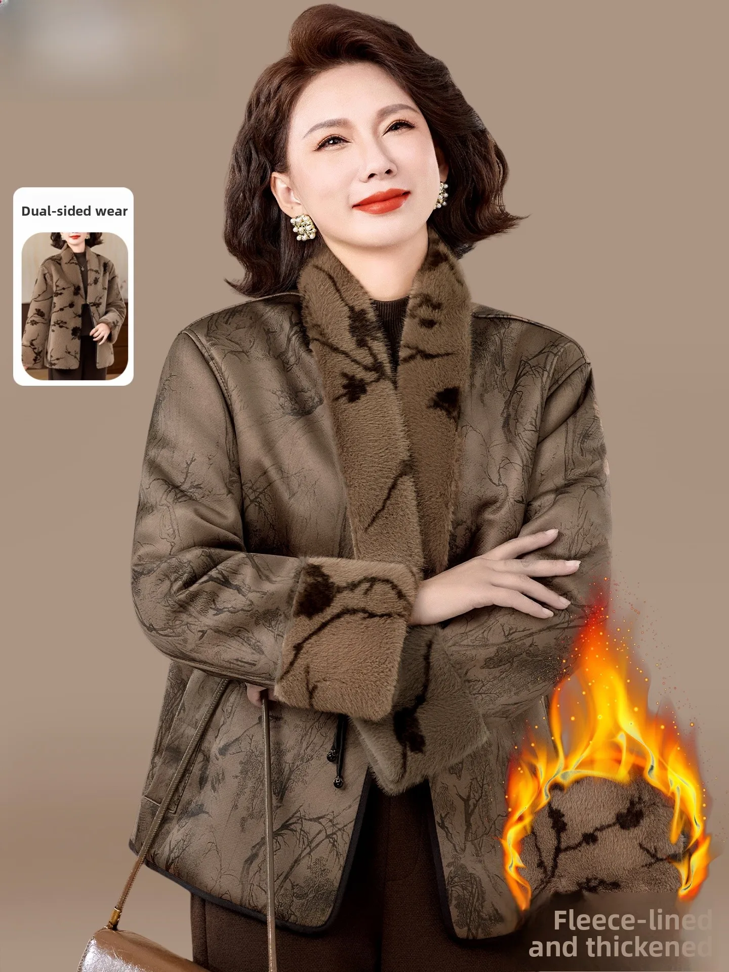 

Утепленное пальто на меховой подкладке для женщин среднего и старшего возраста, зимняя верхняя одежда с хлопковым наполнителем, теплое и модное