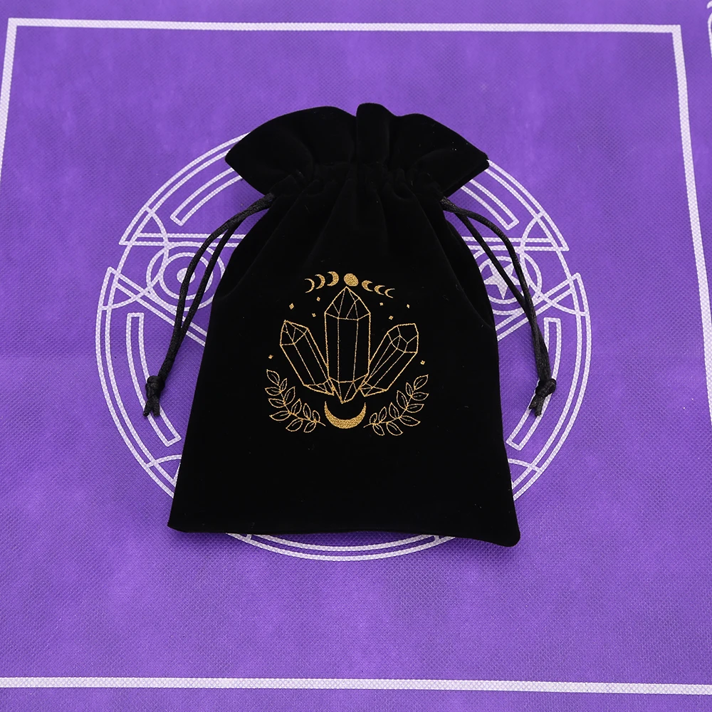 1 Stück 13 x 18 cm schwarzer Samt Tarot Tasche Oracle Karten Lagerung Runen Konstellation Hexe Wahrsagerei Zubehör Schmuck Würfelbeutel – Detail 15