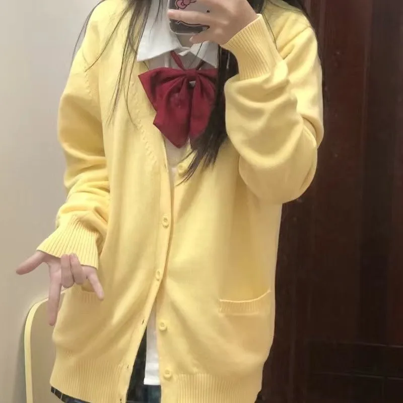 Original genuine white JK uniform cardigan jacket knitted sweater top cute Japanese college style long sleeved sweater