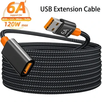 6a cabo de extensão usb fêmea para macho cabo extensor usb2.0 náilon cabos de dados de transmissão de alta velocidade para câmera tv impressora