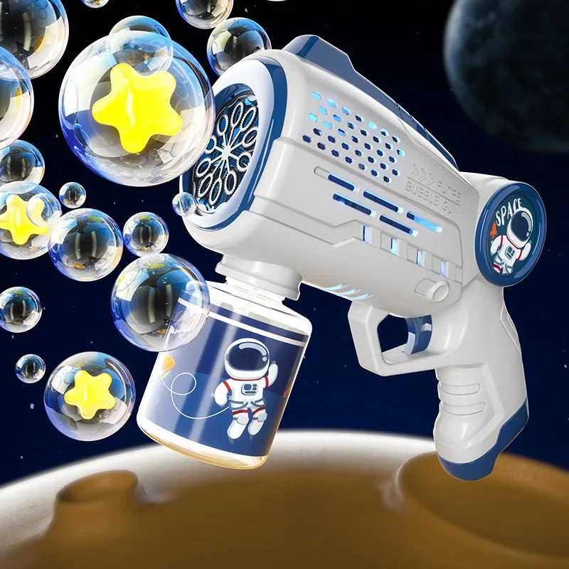 New Porous Astronaut Electric Bubble Gun Kid Toy Bubbles Machine Automatic Soap Blower with Light Summer Outdoor Party Games toy