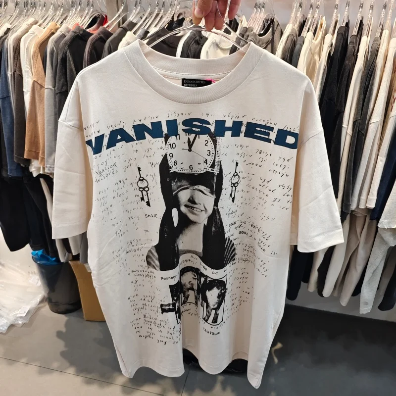 Men's Summer Casual Oversized Tee Double-Sided Vintage Print Cotton Street Wear Tops
