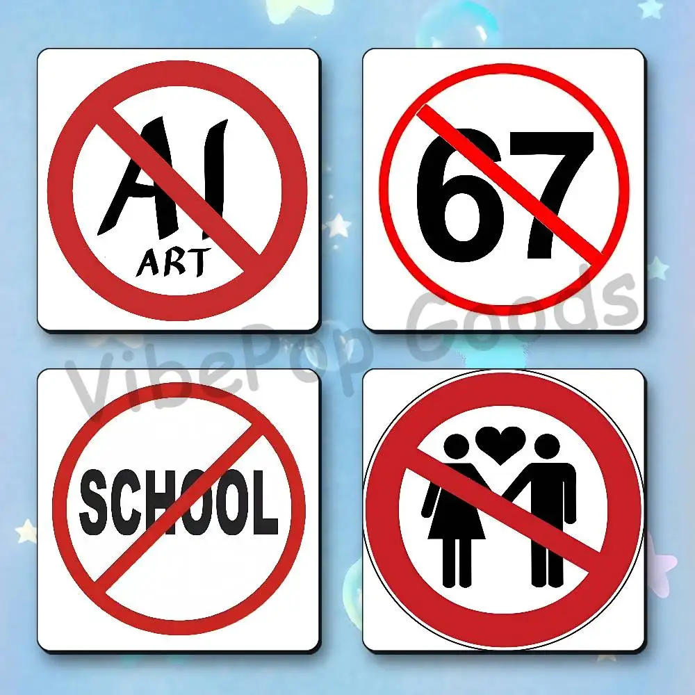 Warning Icon Disable AI Prohibition Sign BestSelling Refrigerator Magnetic Fridge Magnets Adhesive to Metal Surfaces 55mm