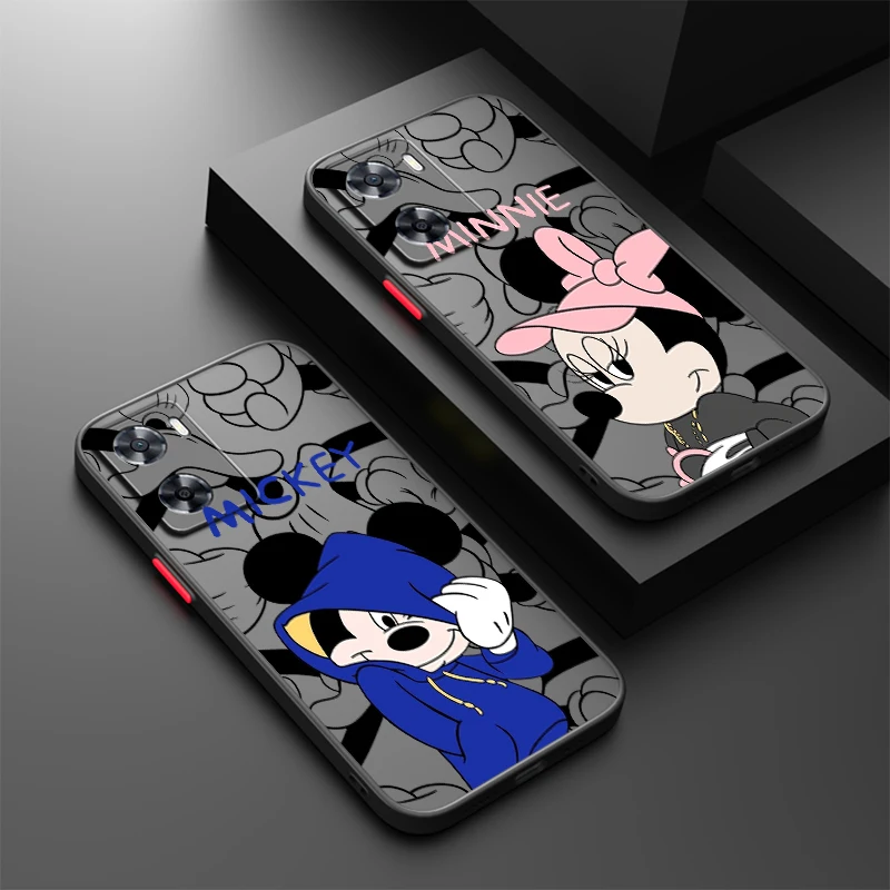 Mickey Minnie Happy Trend Frosted Translucent For OPPO X5 X3 A54S A5 A94 A16 A53S A57 A74 A72 A96 A98 A78 5G Cover Phone Case