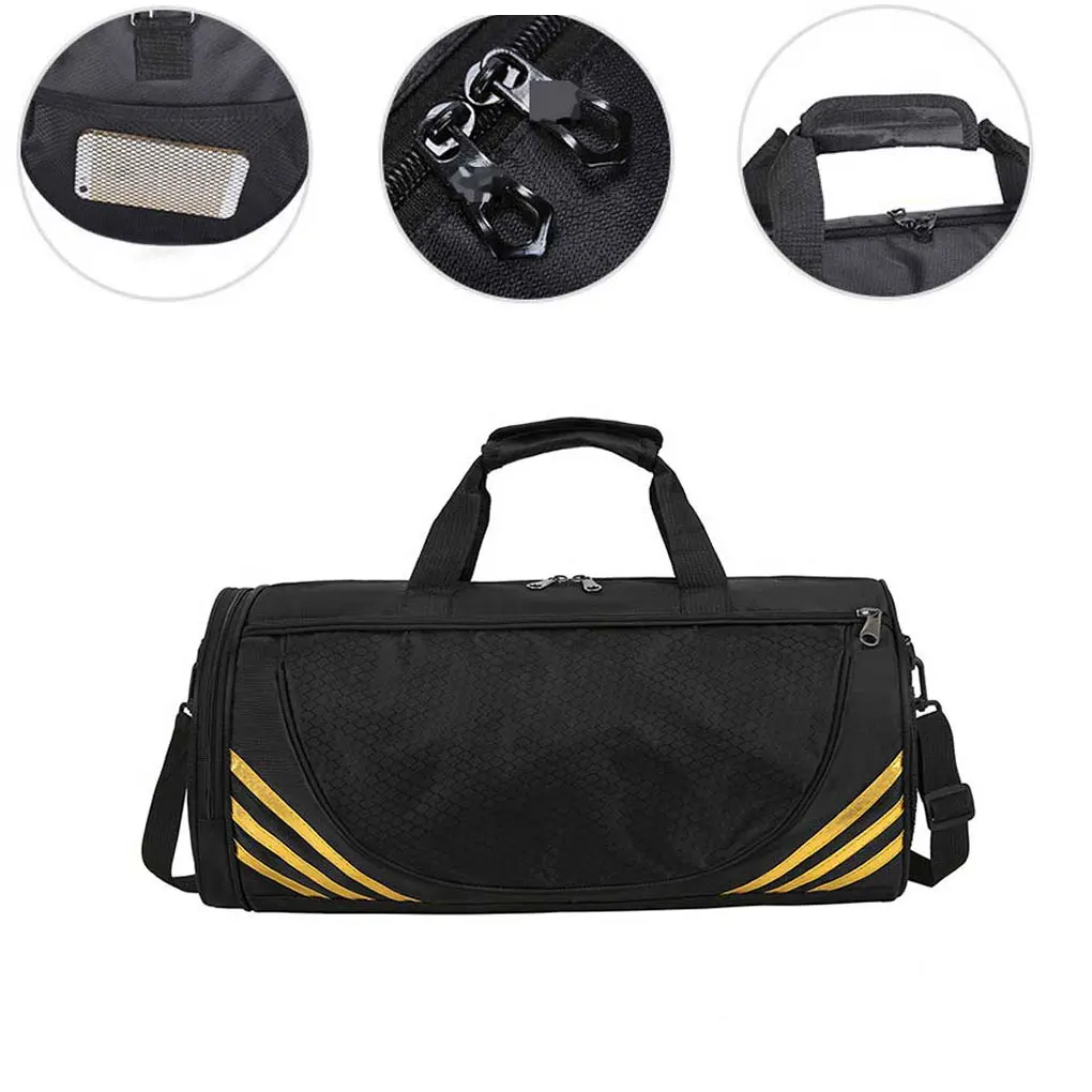 Men Women Gym Bags Large Capacity Polyester Backpack Organizer Fitness Rucksack Zipper Bag with Handle  Gold Large