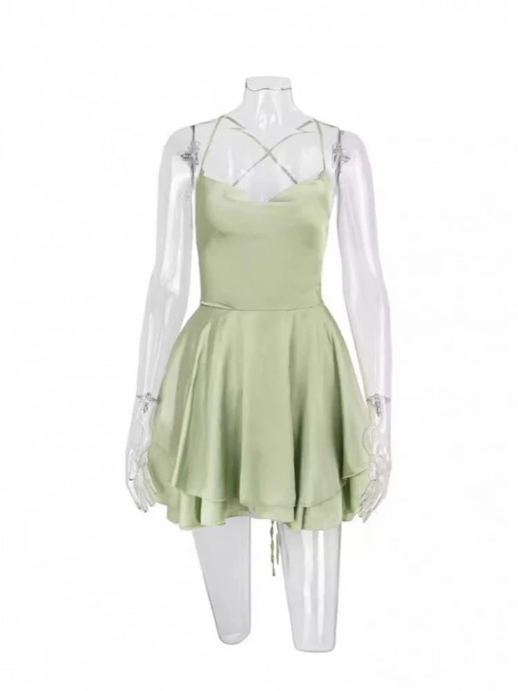 Vestido sexy de satén Bal Dr transfronterizo para mujer, vestido sin tirantes, tela de poliéster sin cordones, sin marca registrada