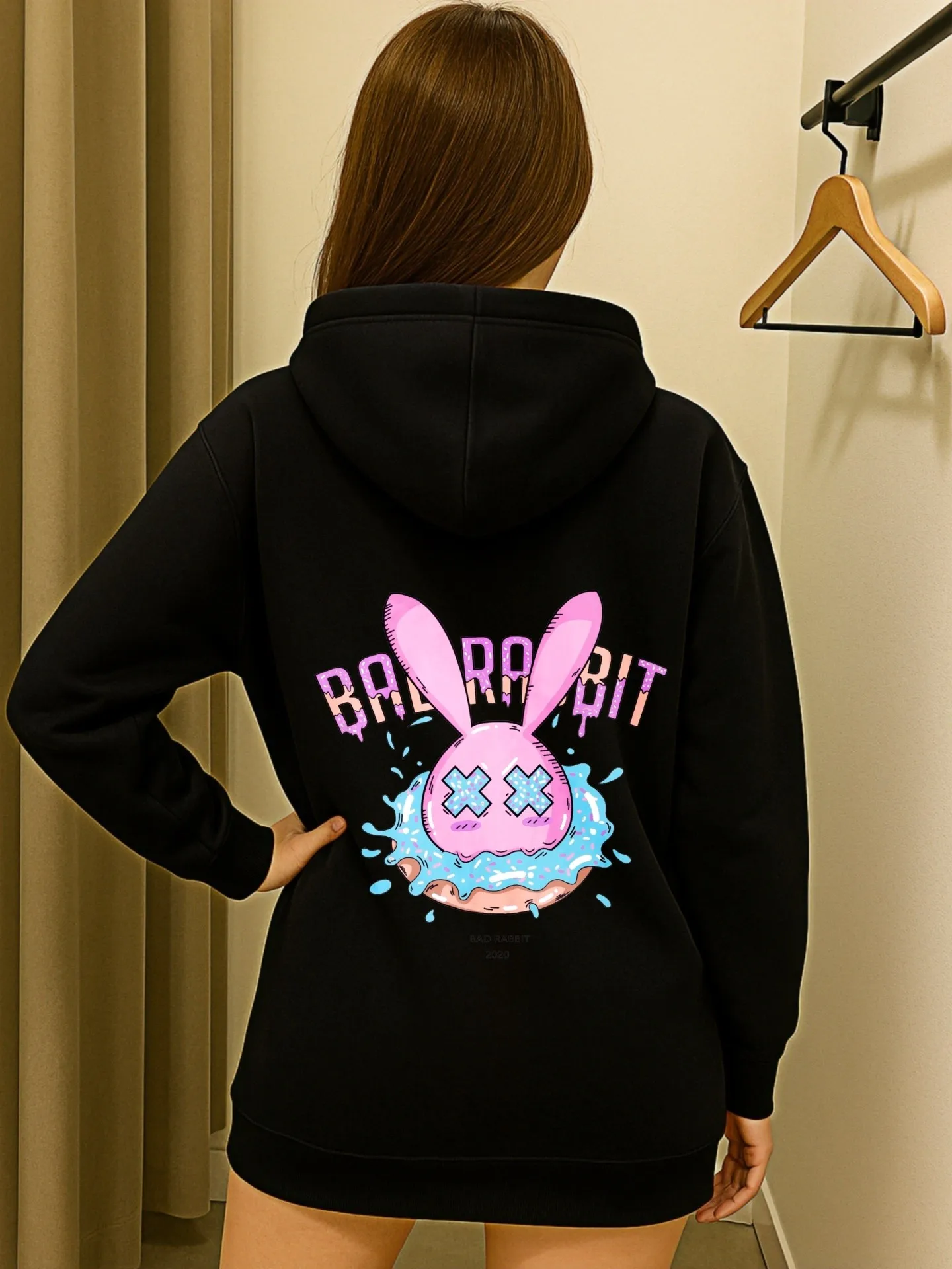 البدائي - هوديي أساسي مطبوع عليه حروف، ملابس الشارع الجمالية، نسيج ناعم، ملابس يومية غير رسمية، للرجال #2