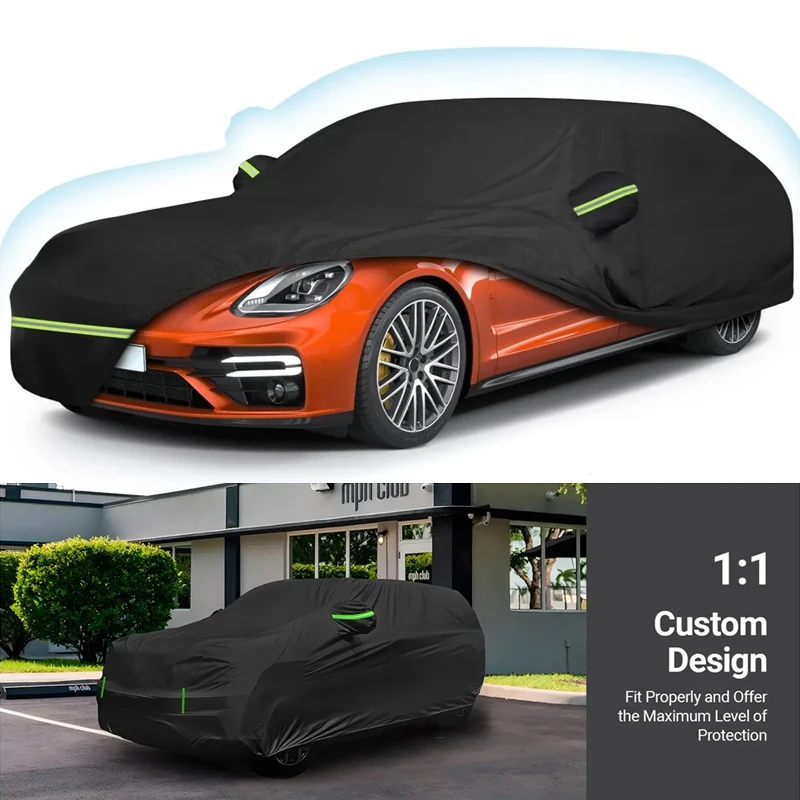 

Водонепроницаемый полный автомобильный чехол на заказ, подходит для Porsche Panamera 2014-2025, всепогодный уличный чехол с молнией, ветрозащитный, сверхмощный