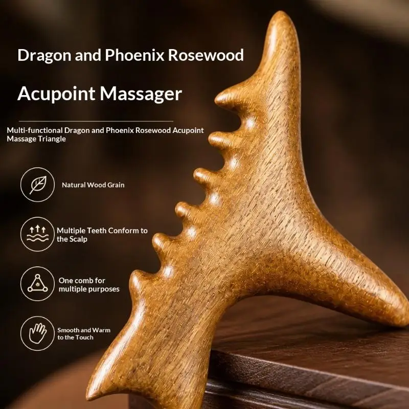 Longfeng Sandalwood Massage Tool 1Pcs Lymphatic Drainage Trigger Point Gua Sha For Foot Therapy