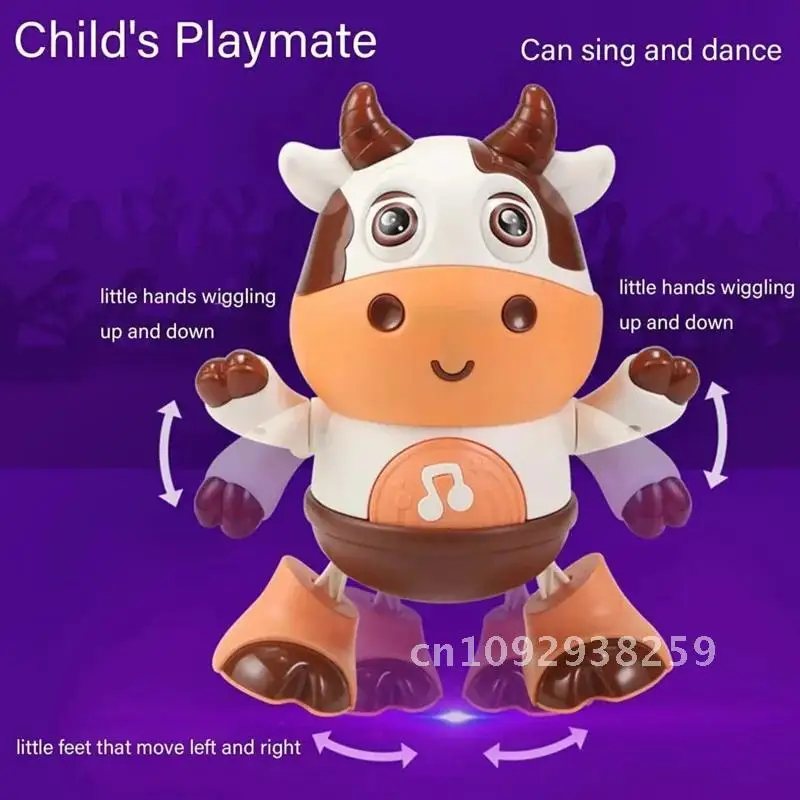 Little cute cow sing dance robots music light swinging gifts with toys Baby dolls early children electric Learning Educational