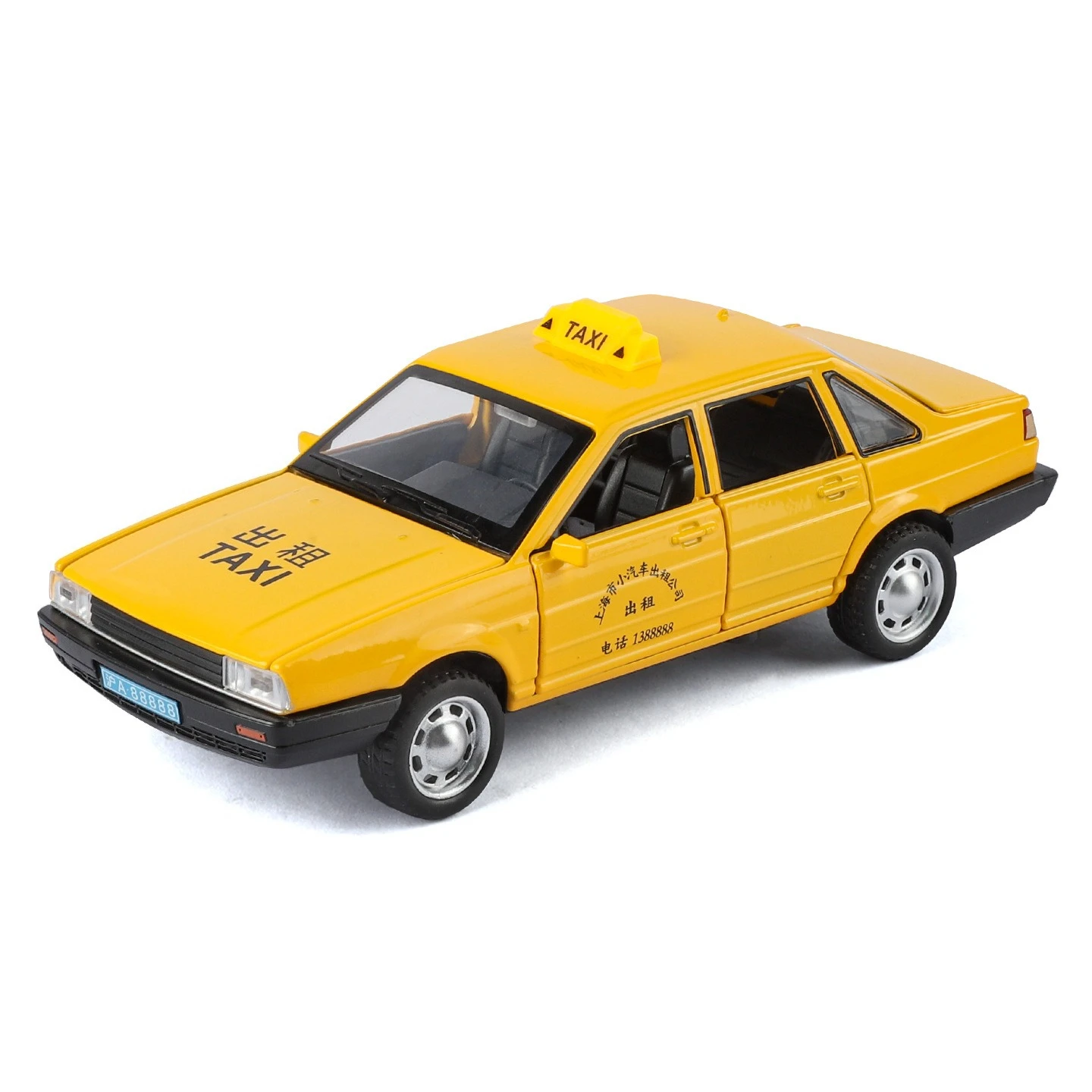 1:32 Santana taxi Car Model Toy Doors Opened Sound Light Police Cars Alloy Diecast Coach Vehicle Models Collection Kids Gifts