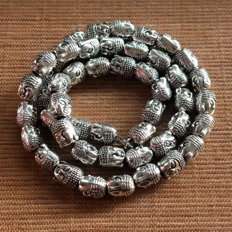 

Manufacturer Wholesale Vintage Tibetan Silver Miao silver White Copper Double-Sided Buddha Head Necklace Shakyamuni Buddha Statu