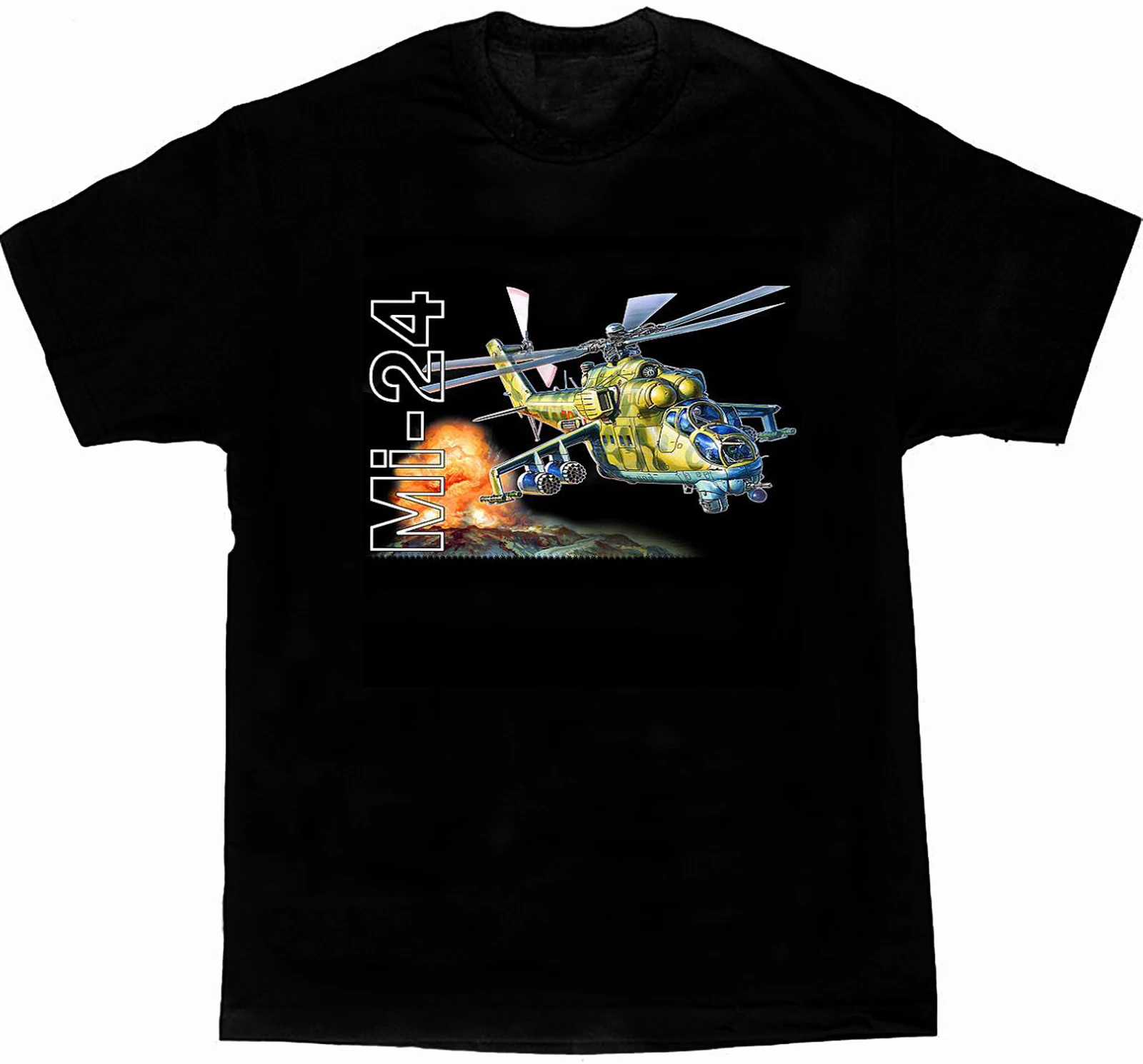 Mi-24 Attack Helicopter T-Shirt. Summer Cotton Short Sleeve O-Neck Men's T Shirt New S-3XL