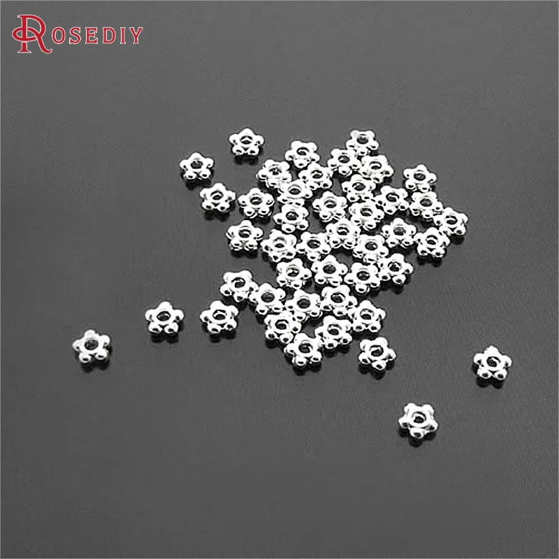 200PCS 4.5MM Silver Color Zinc Alloy Small Spacer Beads High Quality Diy Jewelry Making Supplies Bracelets Accessories for Women