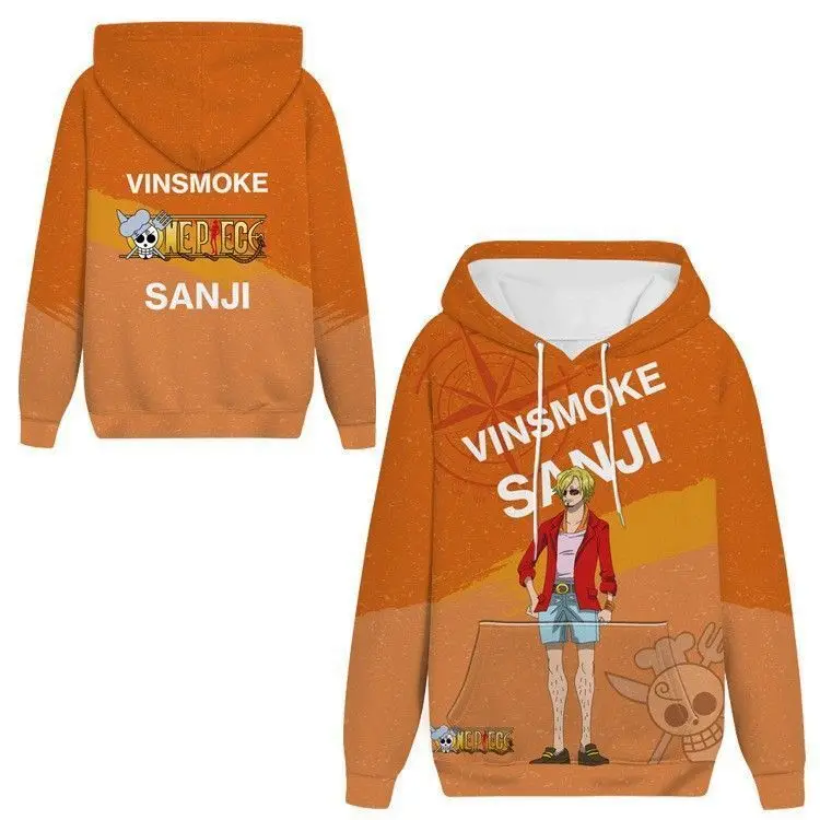 

2025 New Jacket One Piece 3D Printed Hoodie Captain Monkey Trendy Casual Anime Top;