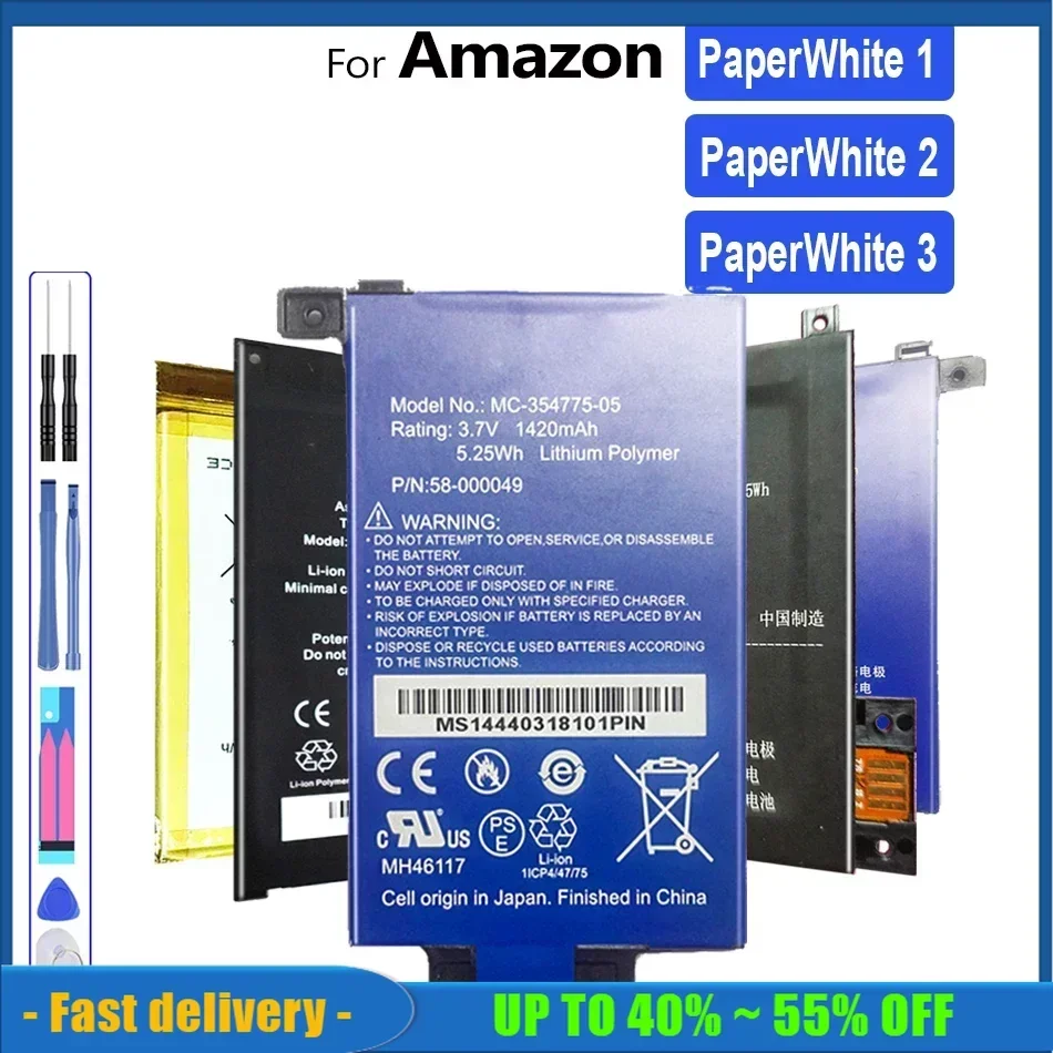 

Battery MC-354775-03 MC-354775-05 For Amazon kindle Paperwhite 1 2 3 S2011-003-S 58-000008 MC-354775-03 DP75SD1 KPW2 KPW3