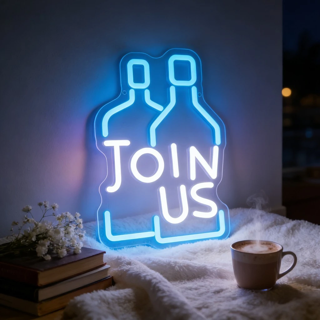 

Неоновая вывеска JOIN US LED с USB-питанием и регулировкой яркости для игровой комнаты, спальни, бара, гостиной, подарок на день рождения, украшение для стен