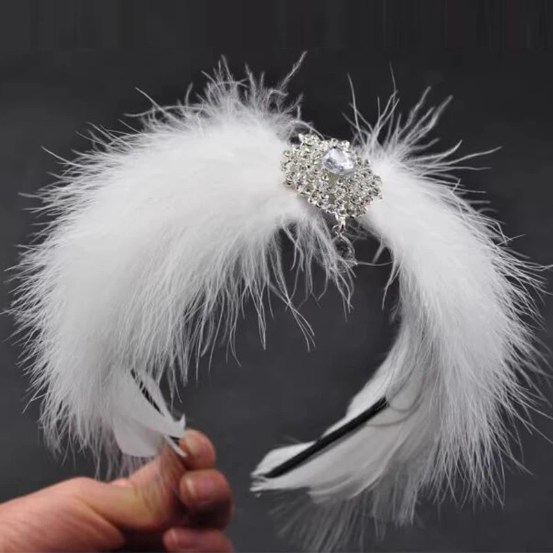 

White Feather Headwear Hairband Ballet Dance Princess Headdress Ancient Style Stage Performance Headdress Cosplay Accessories