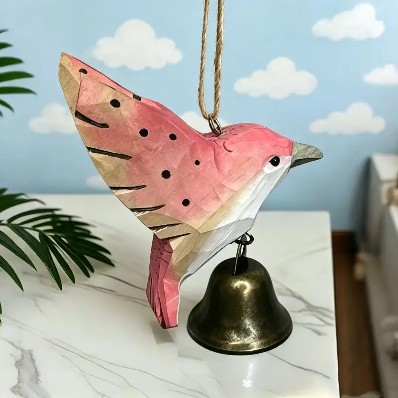 【MA】Hand Carved Wooden Hummingbird Figurine With Hand Painted Details Perfect For Home Office Desktop Decor