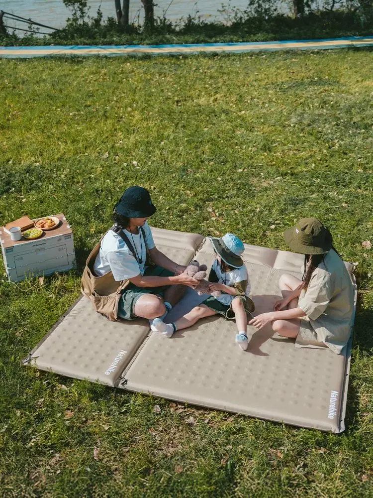 Naturehike 베개가있는 자체 팽창 매트리스 6cm 두꺼운 패치 워크 가능 Diy 초경량 고 탄력성 폼 슬리핑 매트