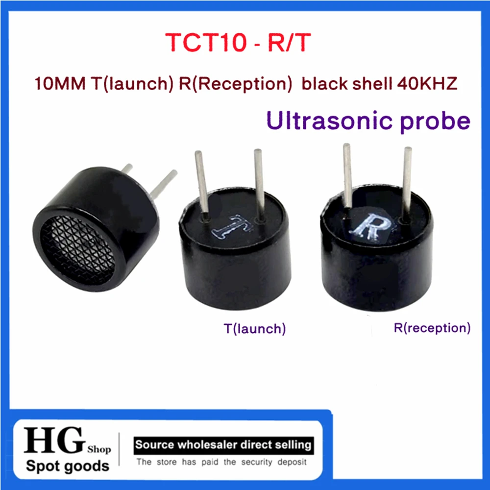 10 sztuk/partia TCT40 10mm 40KHZ 10mm sonda czujnika ultradźwiękowego 40KHz odbiorcza i nadawcza dzielona czarna metalowa obudowa zakres TCT10