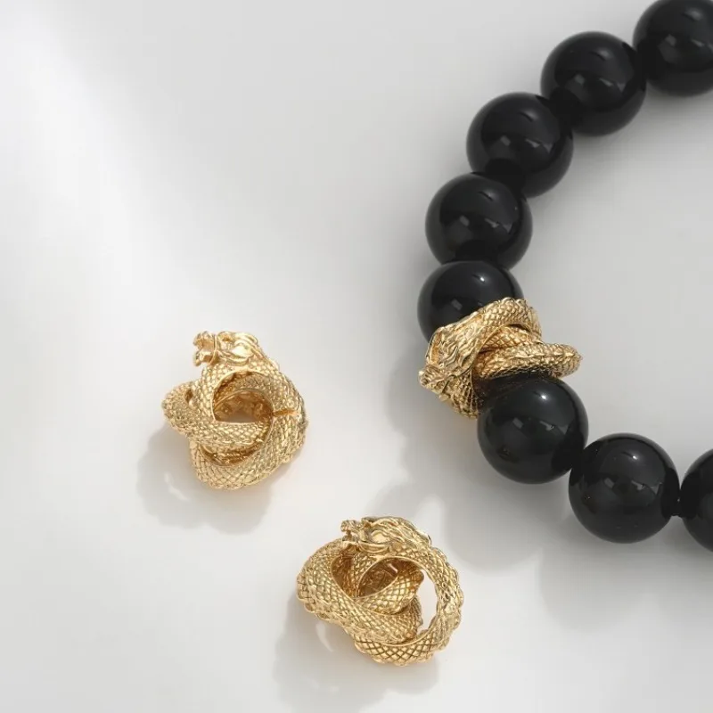 14K Gold 18K Gold Zodiac Year Of The Dragon Winding Dragon Ring Bead Spacer Running Ring DIY Beaded Bracelet Jewelry Accessories view 3