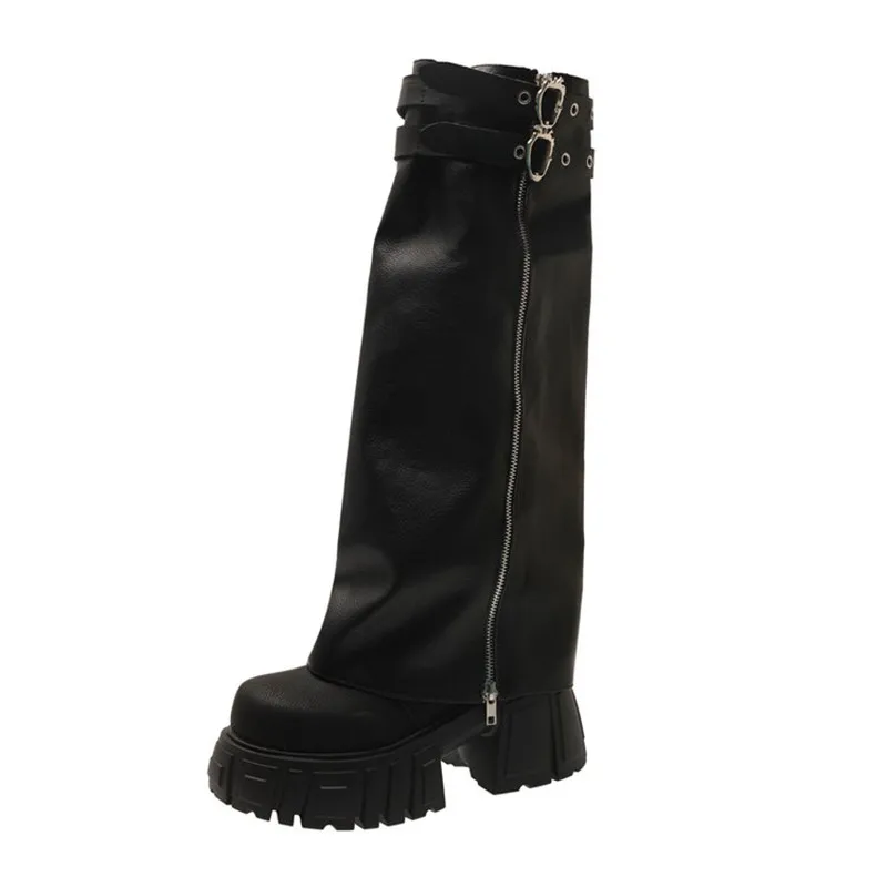 

2026 High Boots for Women High Heels Fashion Shoes Platform Knee High Chelsea Boots Winter Designer New Femme Motorcycle Botas