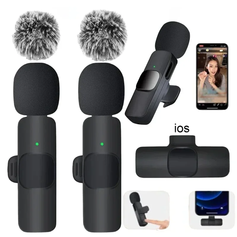 

Wireless Lavalier Mic Audio Video Recording Mini Replaceable Windproof Fleece Microphone for vlog YouTube Shooting Microphone