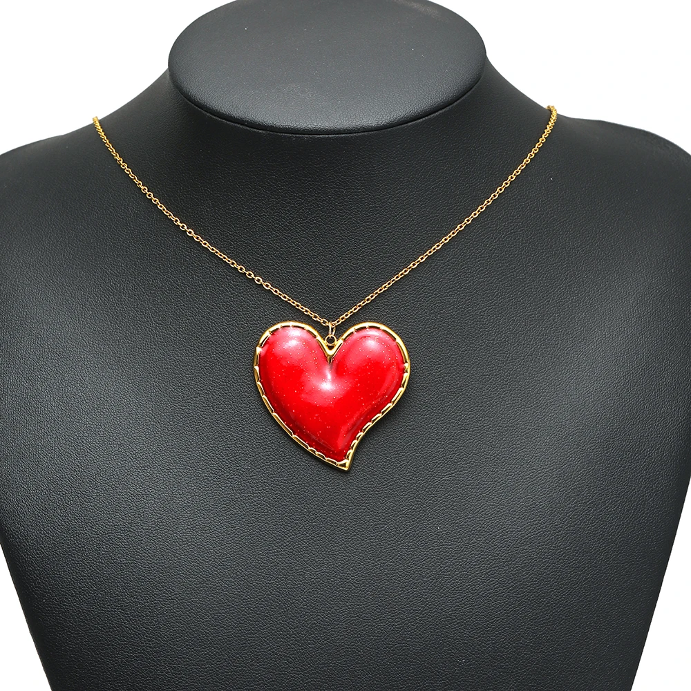 3 Stück Edelstahl-Emaille-Herzanhänger in Goldfarbe für Armbänder, Ohrringe, Accessoires, DIY-Schmuck für Mädchen, Halskettenherstellung – Detail 4