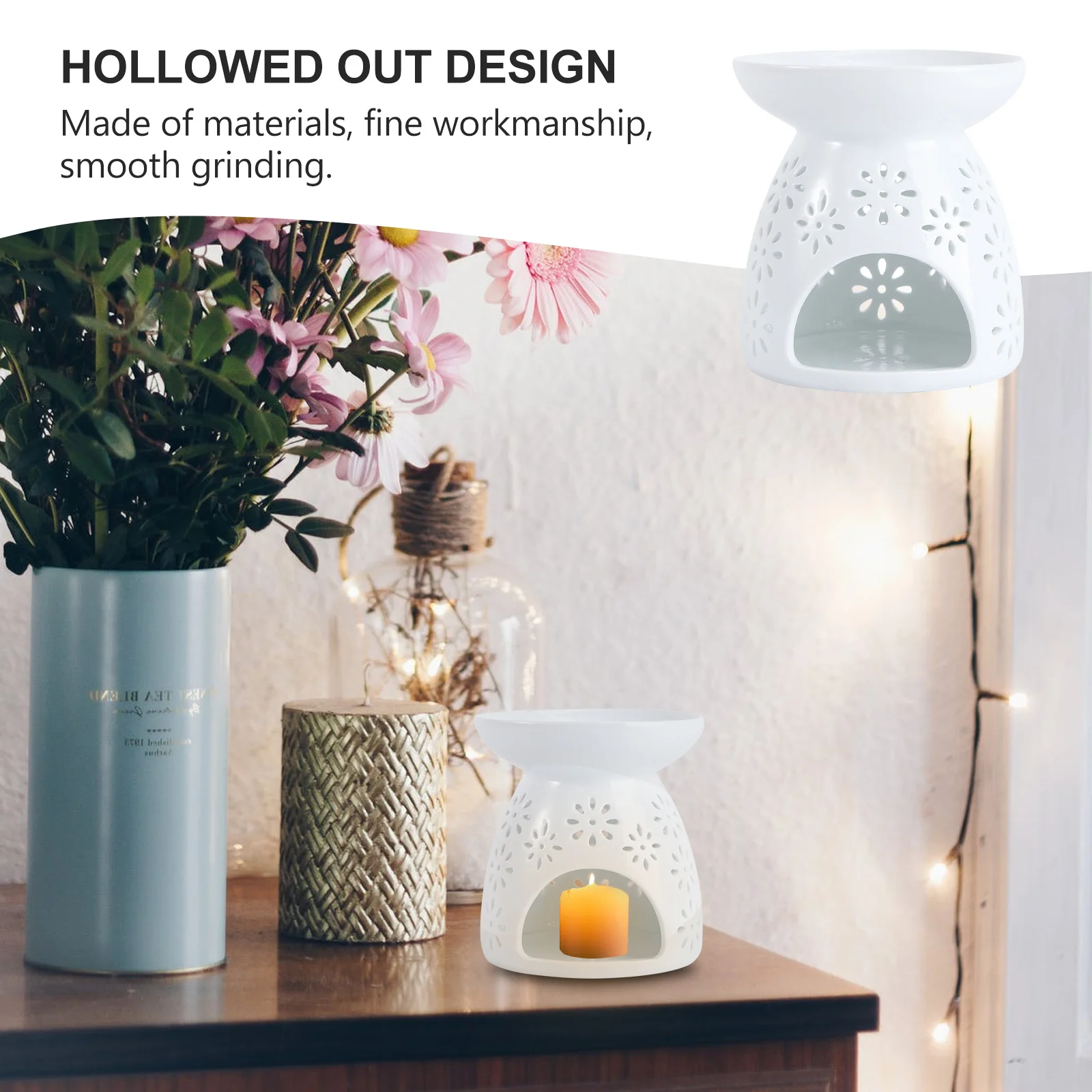 

1Pcs Ceramic Essential Oil Burner Porcelain Tealight Holder for Home Office Yoga Spa Aromatherapy Incense Aroma Furnace