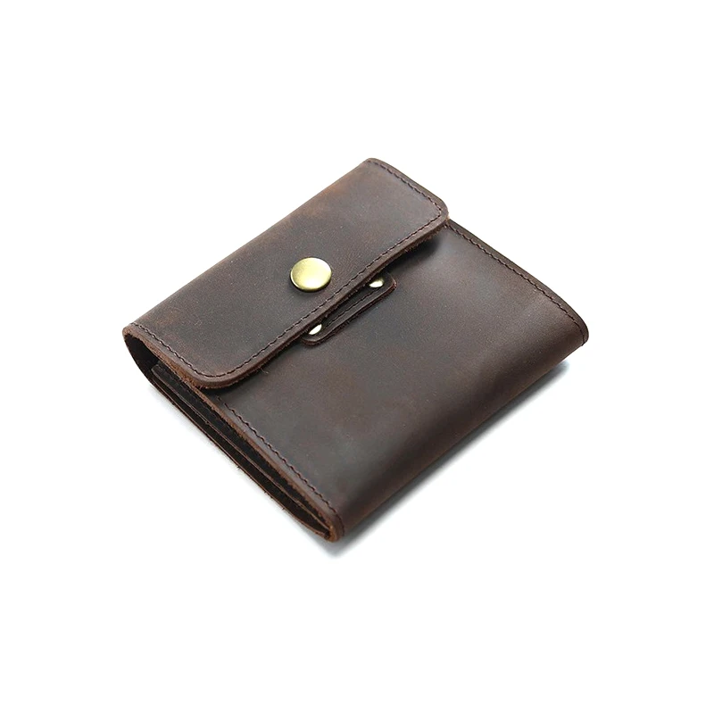 Dark Brown Cool Leather Mens Card Wallets Bifold Vintage Front Pocket Wallet Coin Holder for Men