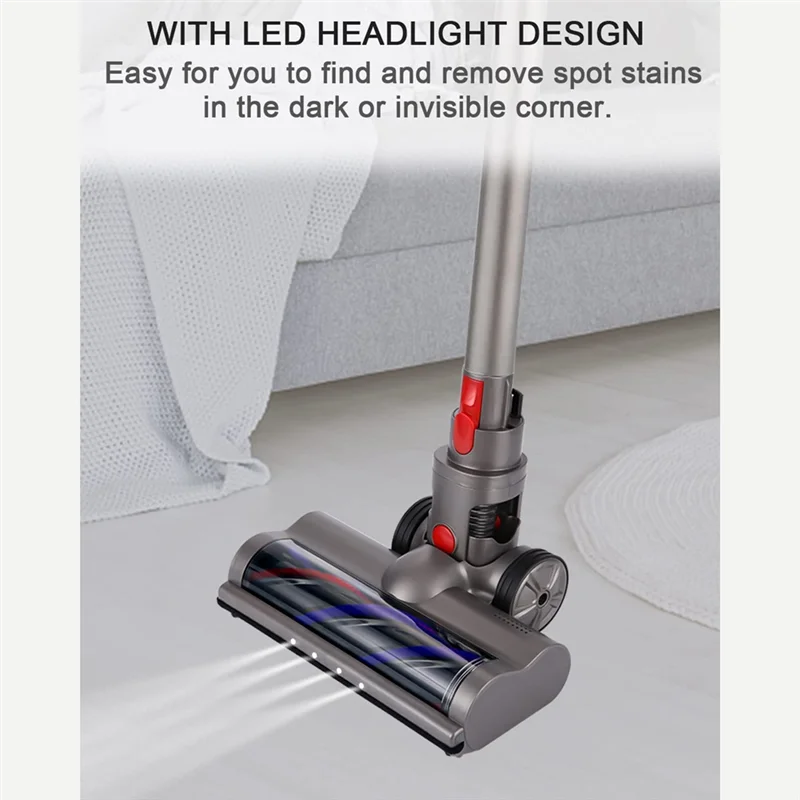 Turbo Electric Motorized Brush Cleaner Head com luz LED, Carpete, Azulejo, Piso Duro, Dyson V7, V8, V10, V11, V15