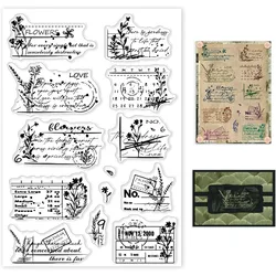 1PC Vintage Floral Calendar Clear Stamps Floral Postage Silicone Stamps Retro Flowers Rubber Clear Stamps Silicone Transparent