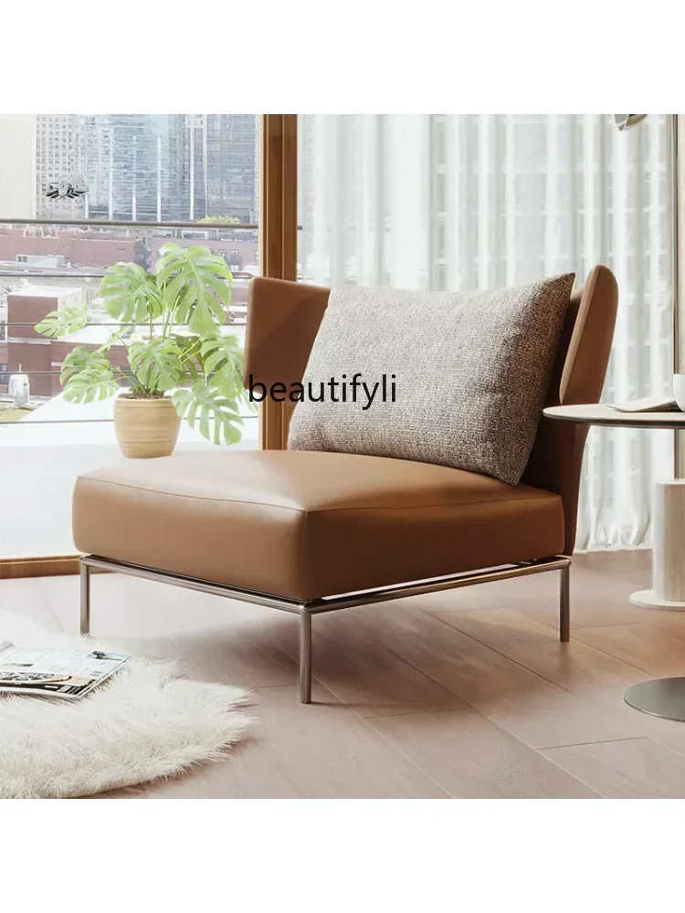 cc182R11 أريكة جلدية فاخرة واحدة لغرفة المعيشة كرسي إيطالي أريكة ترفيهية نموذج مصمم #2