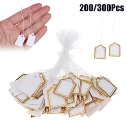 200Pcs/300Pcs Label Tie String Strung Ticket Jewelry Merchandise Display Price Tags White/Gold/Sliver