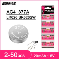 2-50pcs 20mAh AG4 LR626 1.5V Alkaline Button Battery 377 SR626 177 626A 377A CX66W For Toy Calculator Car Key Clock Button Cell