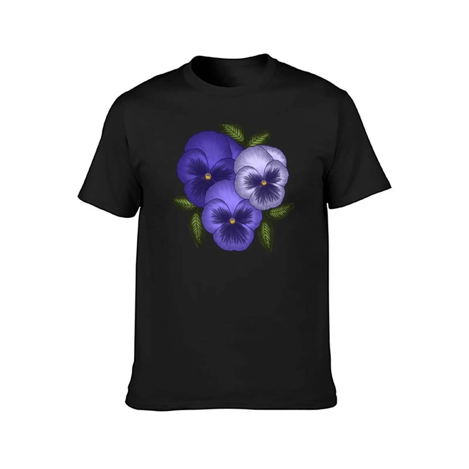 Violets pansy floral flower digital art T-Shirt Aesthetic clothing customs plus size tops mens white t shirts