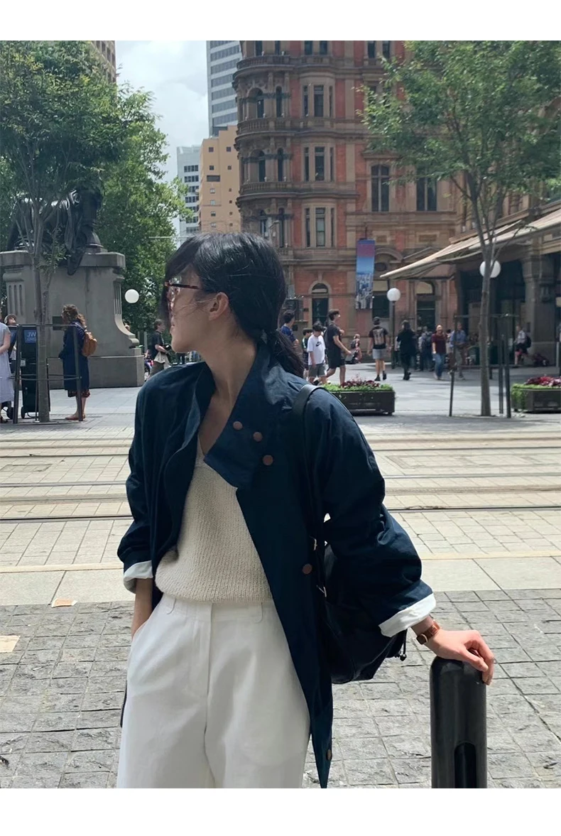 3colors Long Coat Jacket Women's Casual Stand up Collar mide-length Trench Coat Autumn Fashion Outerwear Jacket Female(hx9363