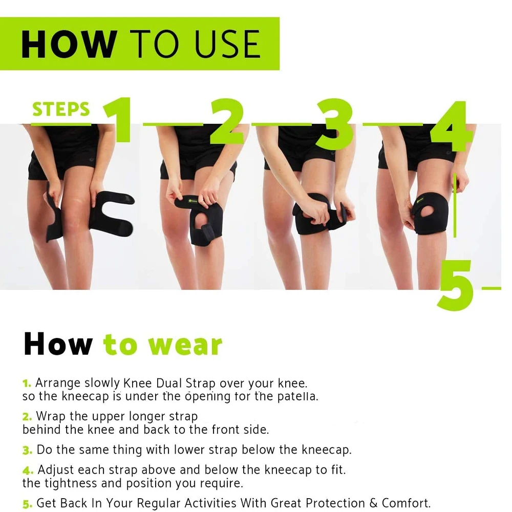 Knee Brace for Pain Relief by Meniscus Tear, Arthritis, ACL,Compression Patellar Tendon Support Strap for Working Out Men Women