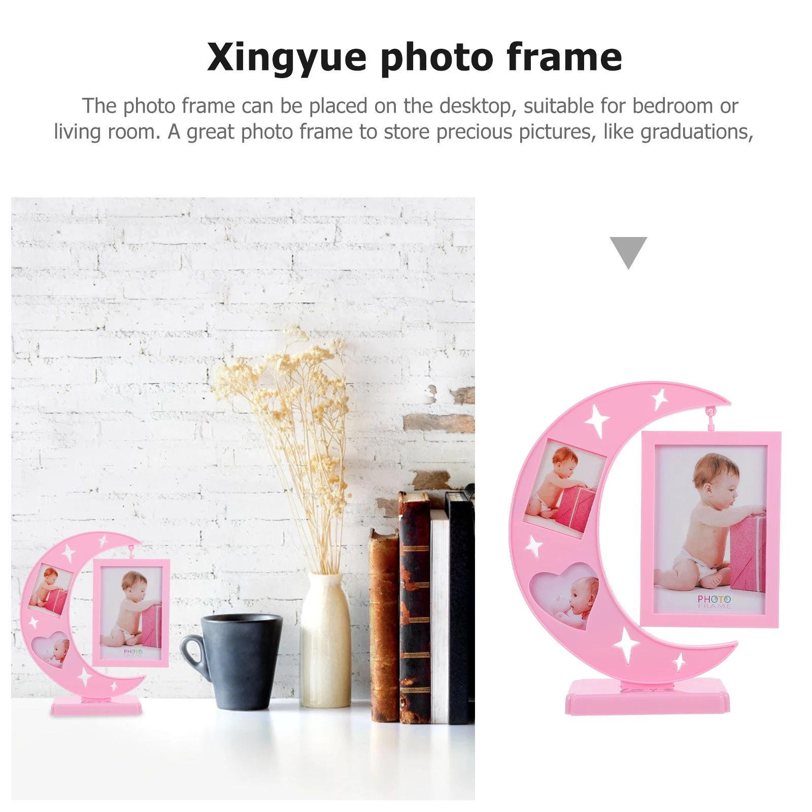 

Moon Star Photo Frame High-Quality Material Desktop Holder Stylish Table Photo Frame for Bedroom Living Room Decoration