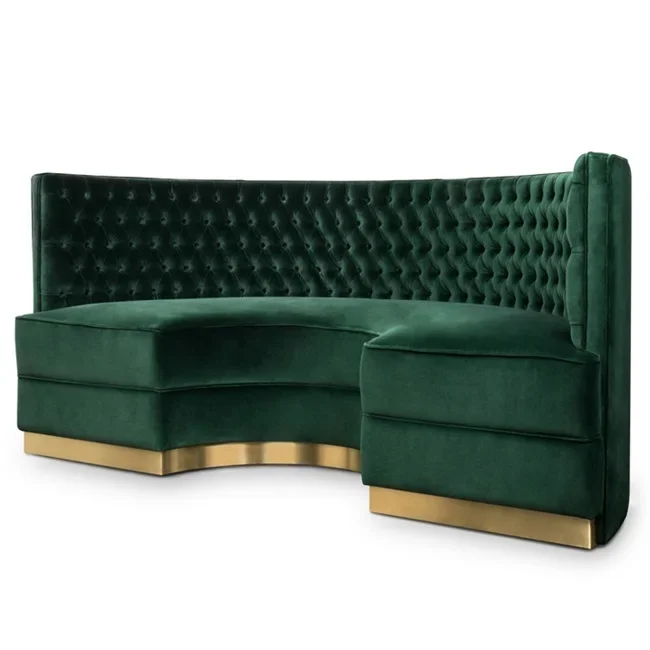 

zz Restaurant sofa Booth Green Round Sofa Button Tufted Inner Back Class Luxury Restaurant Booth Seating