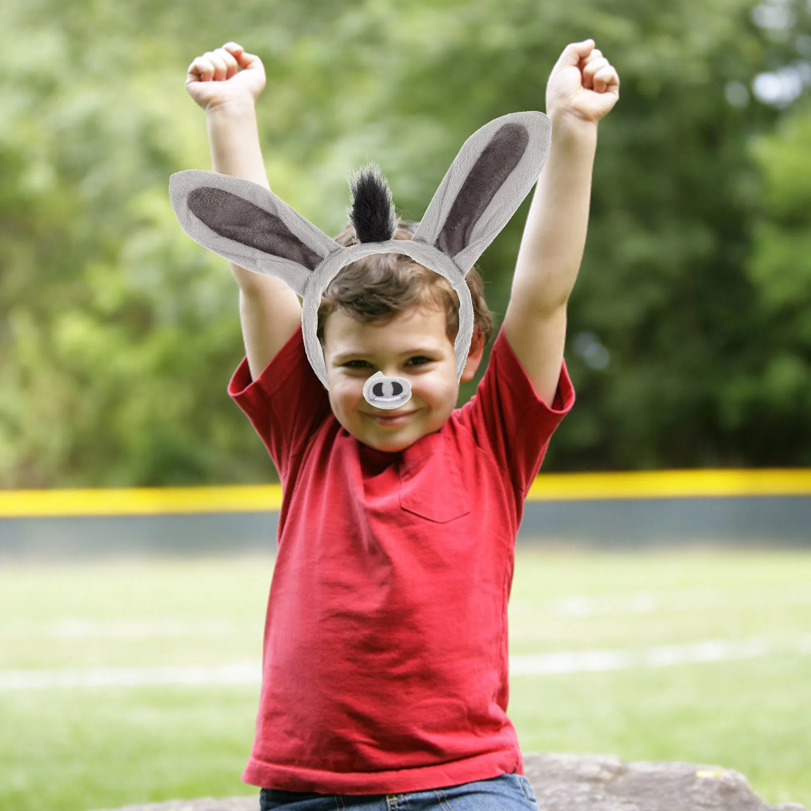 

2 Sets Donkey Costume Props Headband Ear Tail Bowtie Nose Kids Adults Party Halloween Hair Tools Styling Accessories