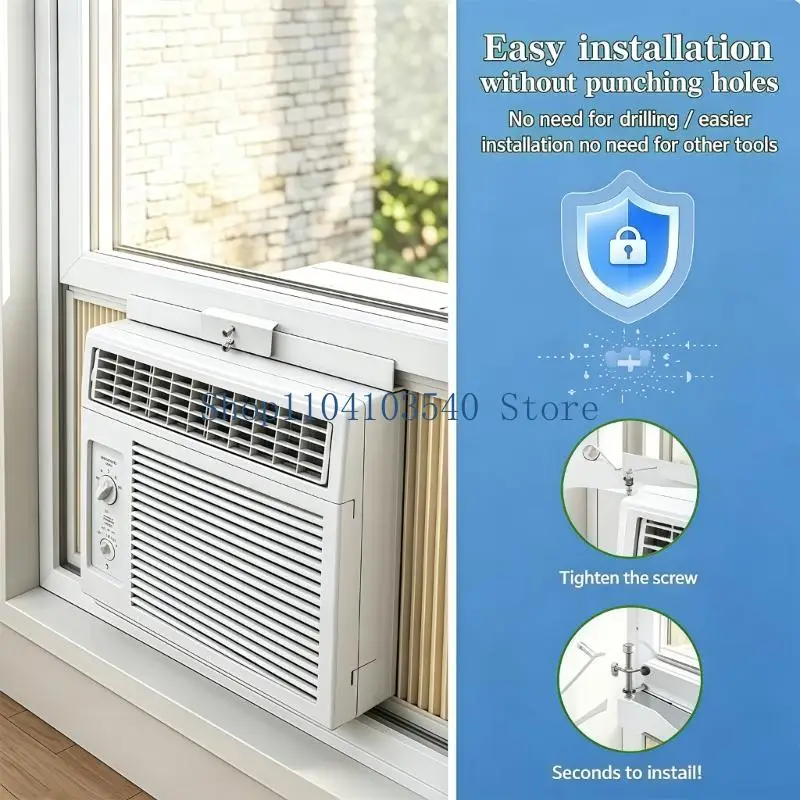 02DC Window-Frame Air Conditioner Support Mount Set with Metal Clamp Hardware, Window Retainers and L-Shaped Driver for