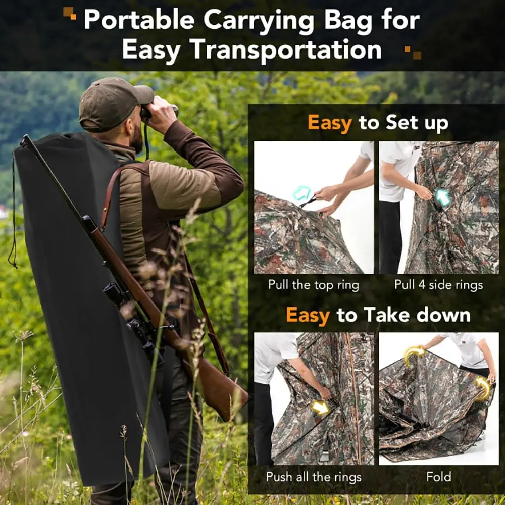5-in-1 Detachable Hunting Blind, for 2-3 People with Skylight, Outdoor Camouflage Shelter, 1 Piece view 7
