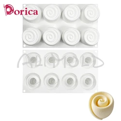 Dorica 8 Cell Swirl Mousse Mold DIY Rose Fondant Chocolate Silicone Mould Soap Gypsum Model Cake Decorating Tools Kitchen Baking