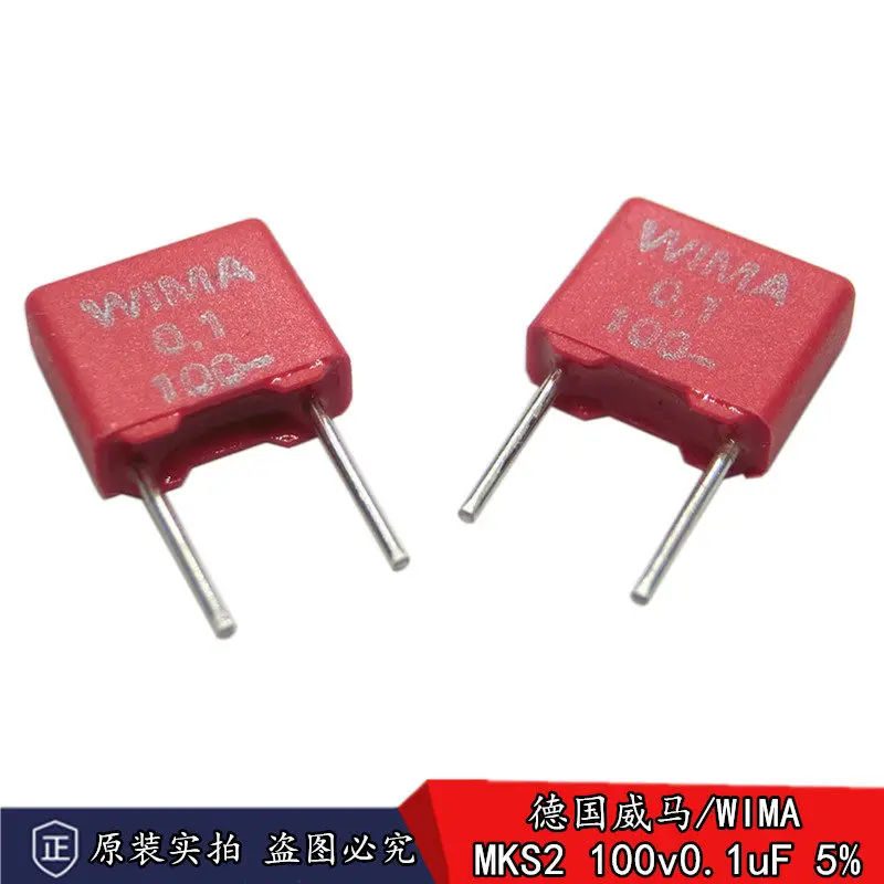 10-1PCS Original New 100v 0.1uF Genuine German WIMA MKS2 100vV0.1UF/104/100nF Film Capacitor Accuracy 5%