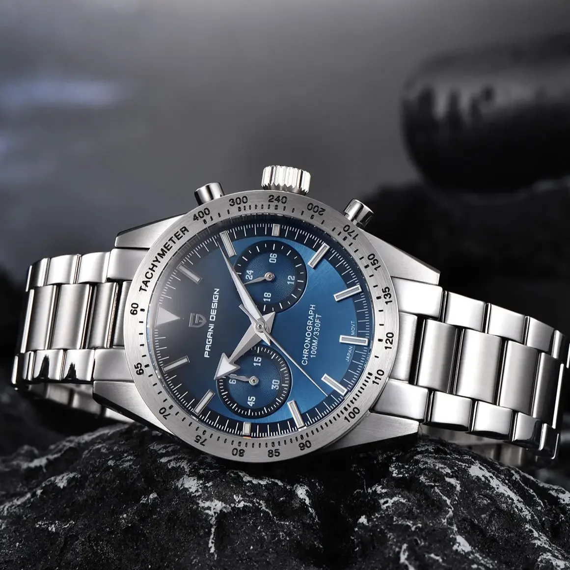 PAGANI DESIGN 2024 New Wide arrow Moon Men\'s Watches Luxury Quartz Watch For Men Sport Retro Chronograph VK64 AR Sapphire glass