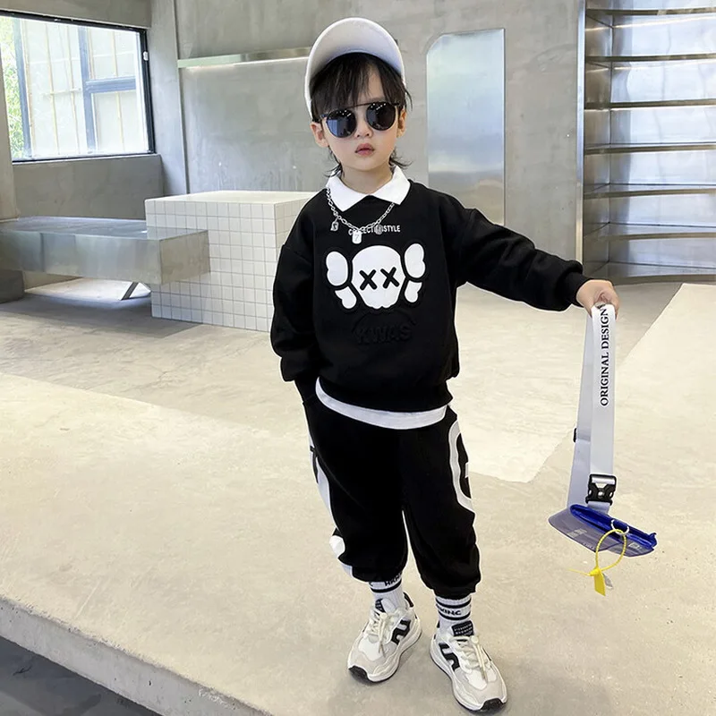 Spring Autumn Fashion Boys Sweatshirt + Sweatpant 2pcs Sets Children Tracksuit Kids Outfits Jumper Pant Jogger Set For 2-10 Year