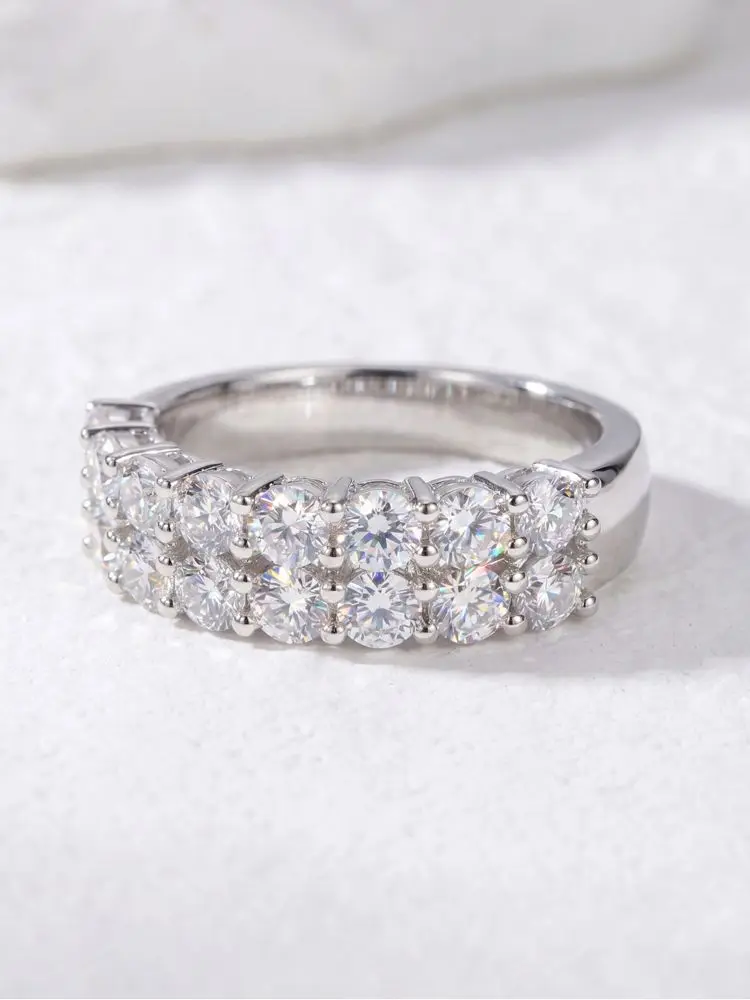 DWJ 1.4ct Real Moissanite Diamond Eternity Ring for Women 925 Sterling Silver Daily Party Gorgeous High Quality Fine Jewelry - view 5