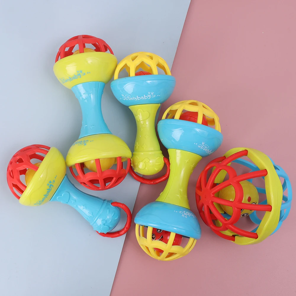 Baby Early Education Rattle Hand Grasp Sensory Ball Toys Soft Glue Grasp Molar Ball Neonate Teether Stick Puzzle Training Toys